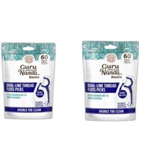 Guru Nanda Floss Picks Basics Double The Floss 2 Packs Of 60 Beauty Smile Health